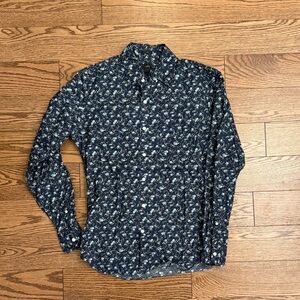 J. Crew Dark Blue Floral Button Down Shirt